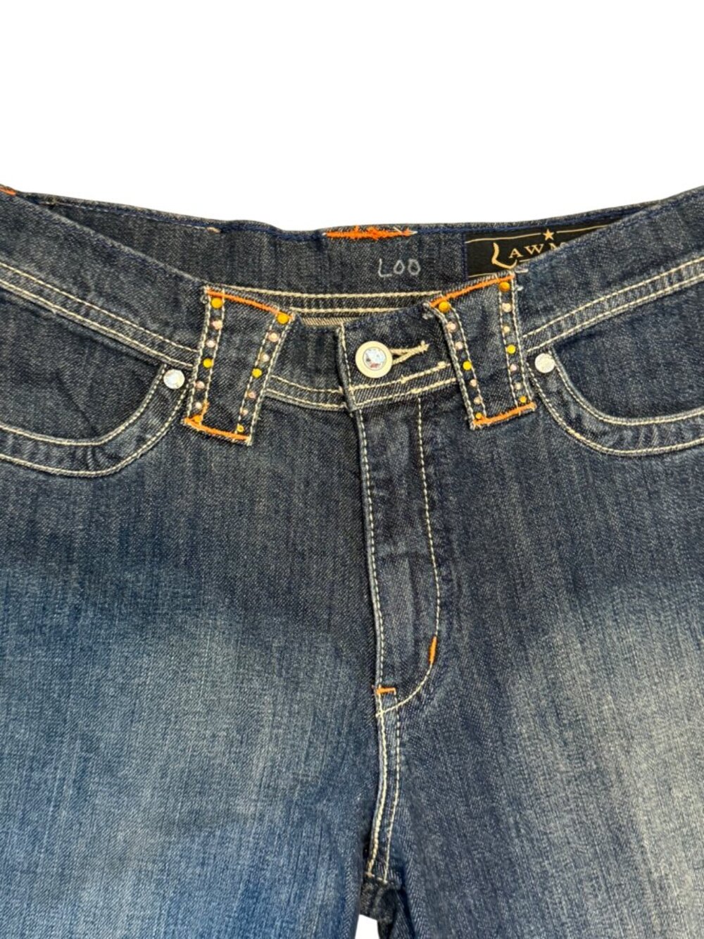 Lawman Western Bootcut Jeans Womens 3 Embellished Pockets Denim Blue - Picture 6 of 8
